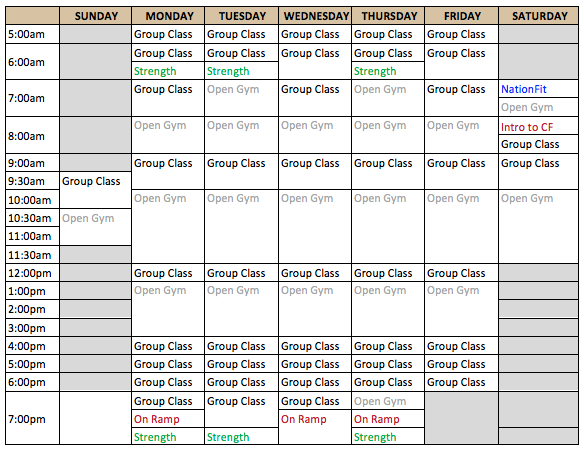 Class Schedule | Ruination CrossFit